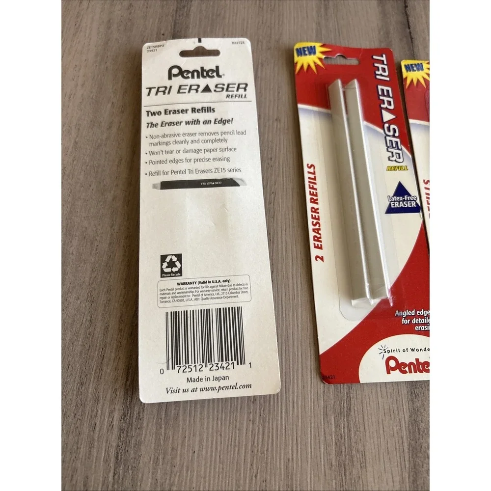Pentel ZE15RBP2 - Refills for Tri Eraser, White, 2/Pack- 4‎ Packs